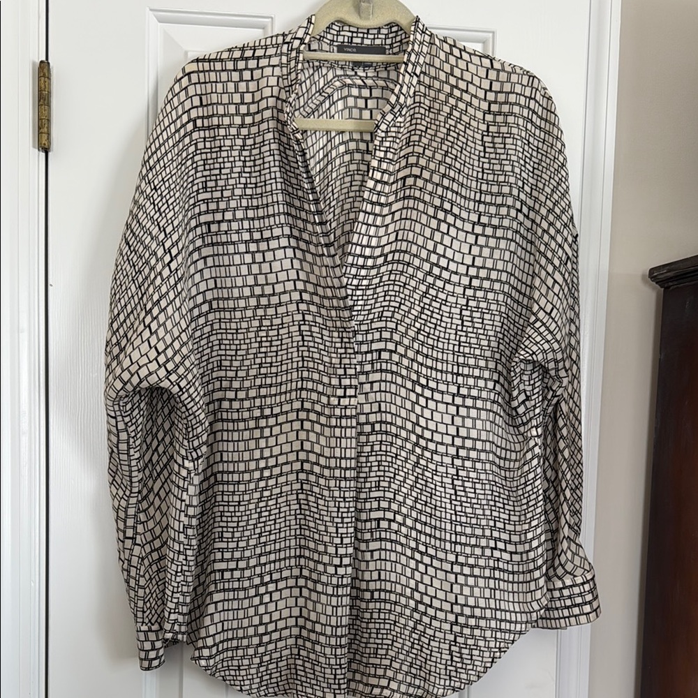 Vince Black and White silk blouse